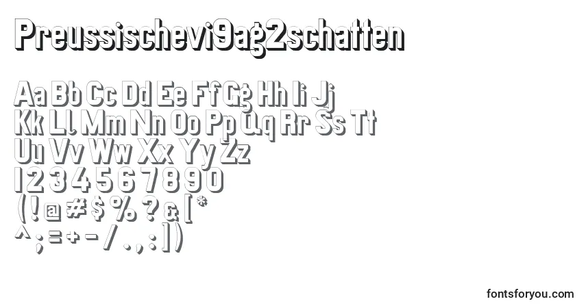 Шрифт Preussischevi9ag2schatten – алфавит, цифры, специальные символы