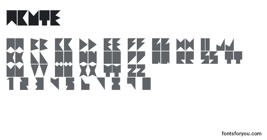 Schriftart Acute – Alphabet, Zahlen, spezielle Symbole