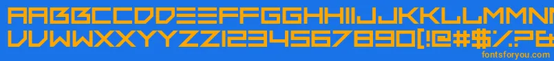 フォントThumbsDown – オレンジ色の文字が青い背景にあります。