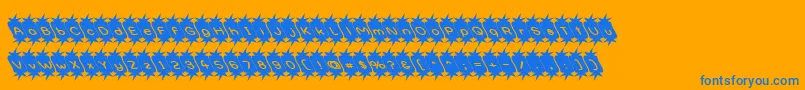 Optimistic-Schriftart – Blaue Schriften auf orangefarbenem Hintergrund