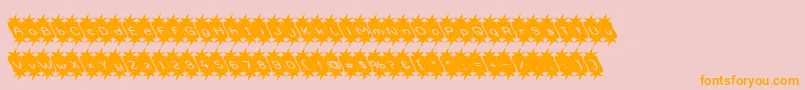 フォントOptimistic – オレンジの文字がピンクの背景にあります。
