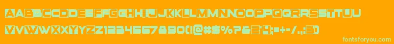 Voxboxcond-Schriftart – Grüne Schriften auf orangefarbenem Hintergrund
