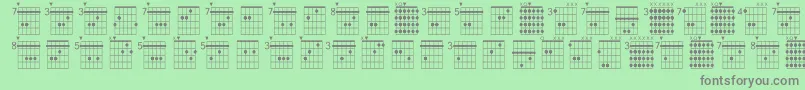 Fonte Farhatchords1Regular – fontes cinzas em um fundo verde