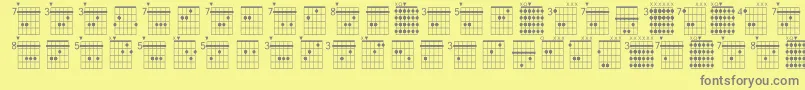 Fonte Farhatchords1Regular – fontes cinzas em um fundo amarelo