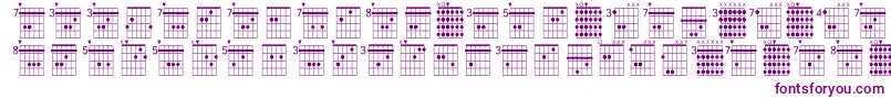 Farhatchords1Regular-fontti – violetit fontit valkoisella taustalla