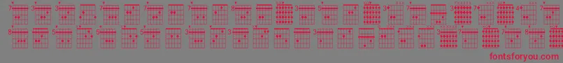 Farhatchords1Regular-fontti – punaiset fontit harmaalla taustalla