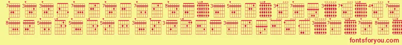 Farhatchords1Regular Font – Red Fonts on Yellow Background