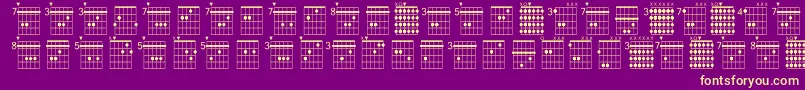 Więcej informacji o czcionce Farhatchords1Regular Czcionka Farhatchords1Regular – żółte czcionki na fioletowym tle