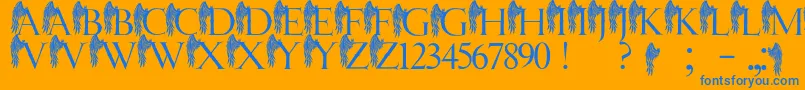 JmhAngelusI-Schriftart – Blaue Schriften auf orangefarbenem Hintergrund