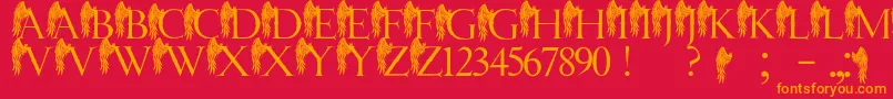 JmhAngelusI Font – Orange Fonts on Red Background