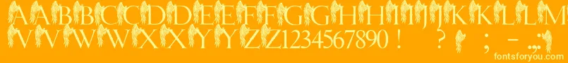 JmhAngelusI-Schriftart – Gelbe Schriften auf orangefarbenem Hintergrund