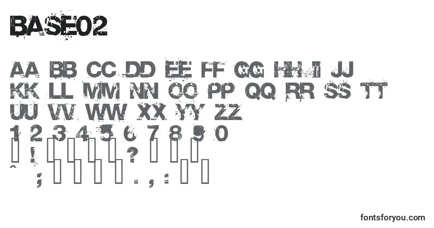 Schriftart Base02 (40737) – Alphabet, Zahlen, spezielle Symbole