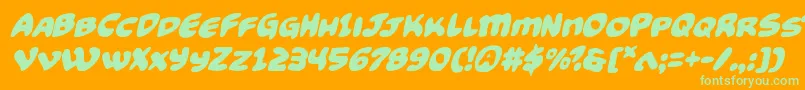Czcionka Funnypagesital – zielone czcionki na pomarańczowym tle