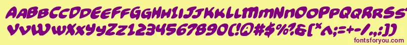 Funnypagesital Font – Purple Fonts on Yellow Background