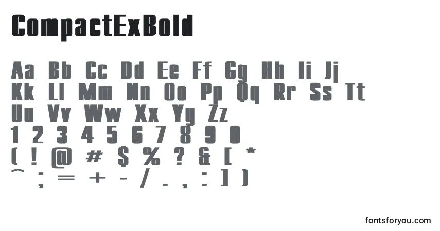 Czcionka CompactExBold – alfabet, cyfry, specjalne znaki