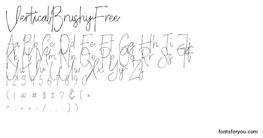 Schriftart VerticalBrushyFree – Alphabet, Zahlen, spezielle Symbole
