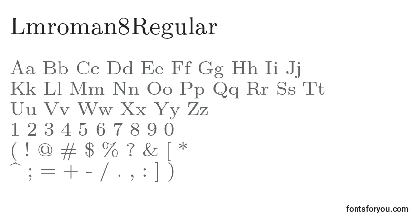 Schriftart Lmroman8Regular – Alphabet, Zahlen, spezielle Symbole