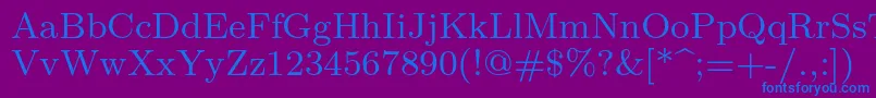 フォントLmroman8Regular – 紫色の背景に青い文字