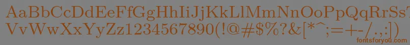 フォントLmroman8Regular – 茶色の文字が灰色の背景にあります。