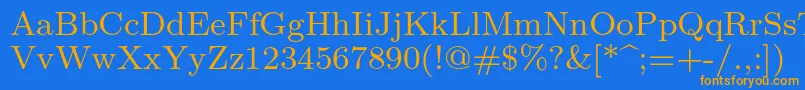 Lmroman8Regular-Schriftart – Orangefarbene Schriften auf blauem Hintergrund