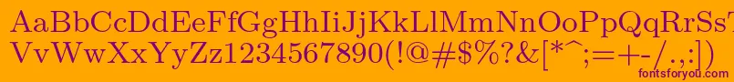 Lmroman8Regular Font – Purple Fonts on Orange Background