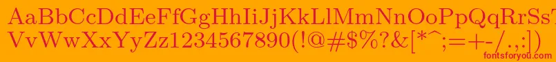 フォントLmroman8Regular – オレンジの背景に赤い文字