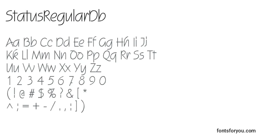 Czcionka StatusRegularDb – alfabet, cyfry, specjalne znaki
