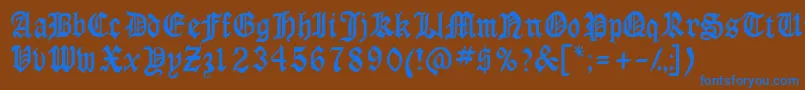 フォントAnglossk – 茶色の背景に青い文字