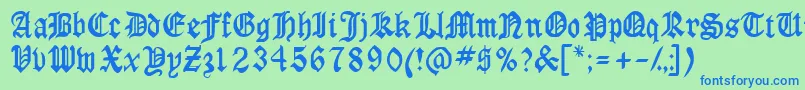 Anglossk Font – Blue Fonts on Green Background