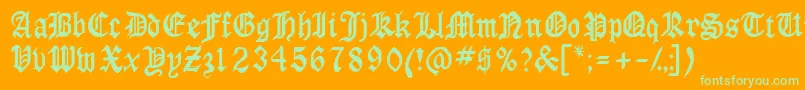 Anglossk Font – Green Fonts on Orange Background