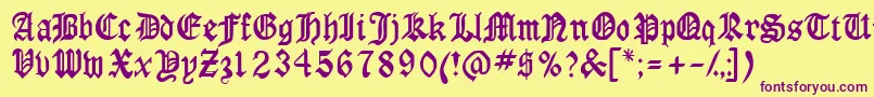 Anglossk Font – Purple Fonts on Yellow Background