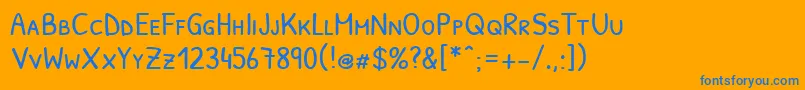 Czcionka PatrickhandscRegular – niebieskie czcionki na pomarańczowym tle