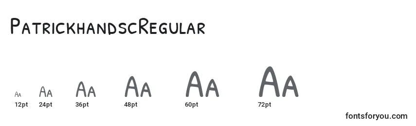 Размеры шрифта PatrickhandscRegular