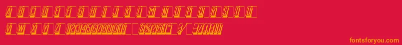 MastercardLetPlain.1.0-Schriftart – Orangefarbene Schriften auf rotem Hintergrund