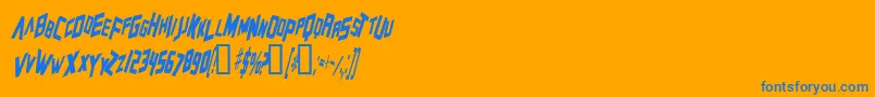 ZeroGravityItalic-Schriftart – Blaue Schriften auf orangefarbenem Hintergrund