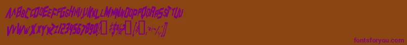 Lisätietoja ZeroGravityItalic-fontista ZeroGravityItalic-fontti – violetit fontit ruskealla taustalla