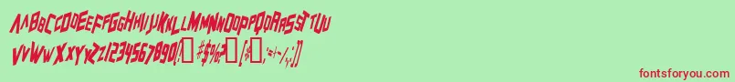 Fonte ZeroGravityItalic – fontes vermelhas em um fundo verde