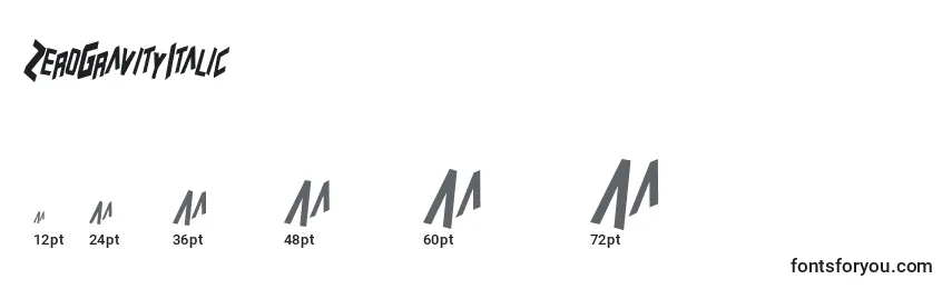 Размеры шрифта ZeroGravityItalic