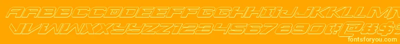 Interdiction3Dital-Schriftart – Gelbe Schriften auf orangefarbenem Hintergrund