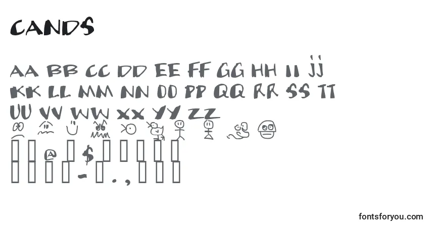 Schriftart Cands – Alphabet, Zahlen, spezielle Symbole