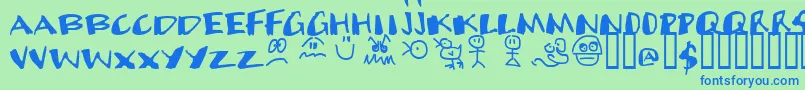 Cands Font – Blue Fonts on Green Background