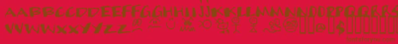 Cands-Schriftart – Braune Schriften auf rotem Hintergrund