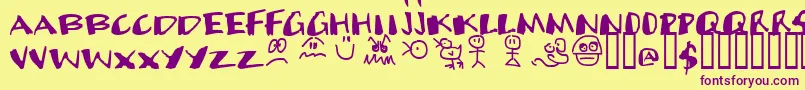 Cands Font – Purple Fonts on Yellow Background