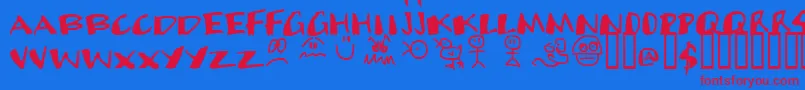 Cands-Schriftart – Rote Schriften auf blauem Hintergrund