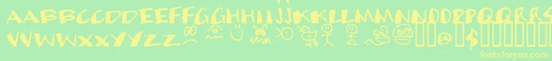 Cands-Schriftart – Gelbe Schriften auf grünem Hintergrund