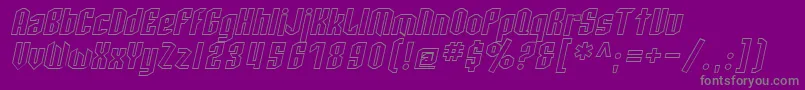 Fonte SfArcheryBlackOutlineOblique – fontes cinzas em um fundo violeta