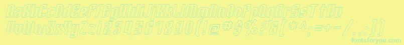 SfArcheryBlackOutlineOblique Font – Green Fonts on Yellow Background