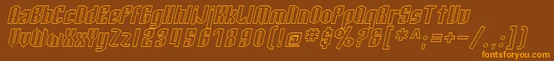 SfArcheryBlackOutlineOblique Font – Orange Fonts on Brown Background