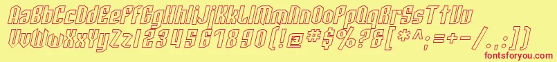 Fonte SfArcheryBlackOutlineOblique – fontes vermelhas em um fundo amarelo
