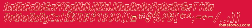 フォントSfArcheryBlackOutlineOblique – 黄色の文字、赤い背景